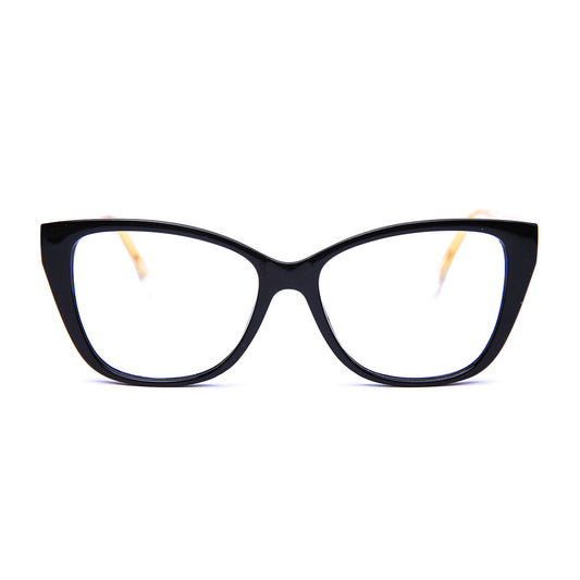 Mod 0024 | Armazón Cat-Eye de Pasta con Varillas Flex Transparentes