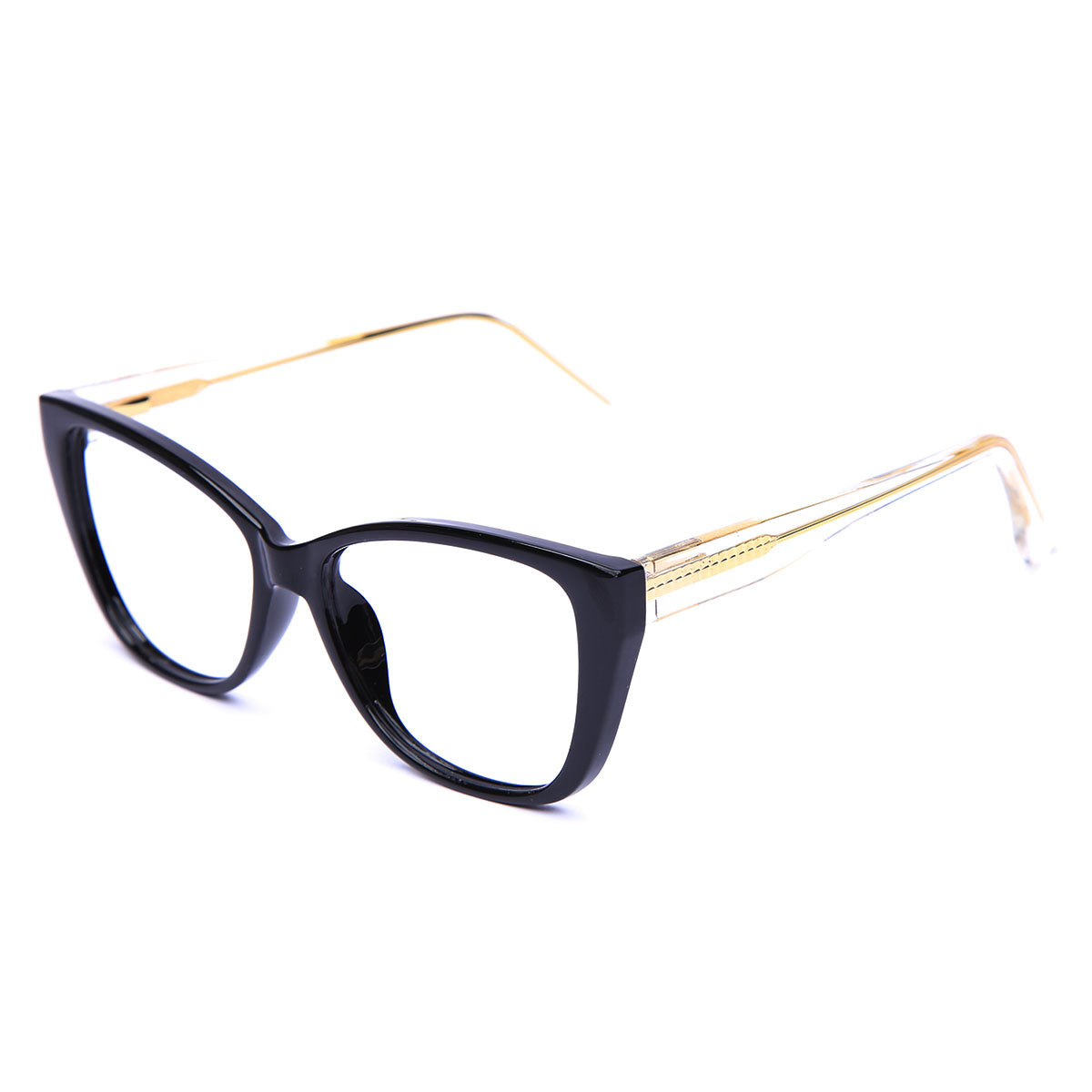 Mod 0024 | Armazón Cat-Eye de Pasta con Varillas Flex Transparentes