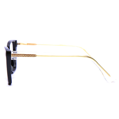 Mod 0024 | Armazón Cat-Eye de Pasta con Varillas Flex Transparentes
